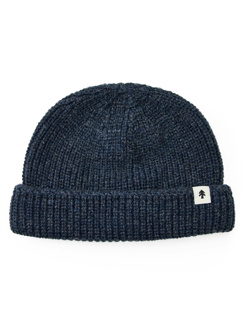 NEW Huckberry Short Roll Beanie 100% Wool in Marled Navy